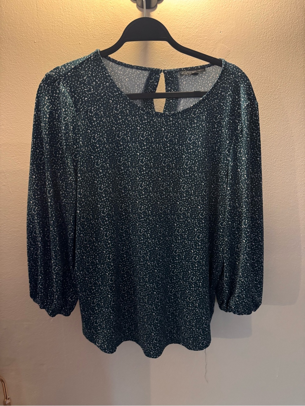 Adrianna Papell Teal Speckled Long Sleeve Blouse